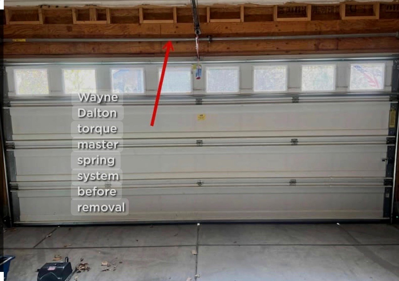 Wayne Dalton TorqMaster spring tube above a Sacramento garage door